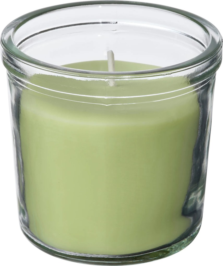 Ikea Lovskogslund Illatgyertya üvegben Alma világoszöld 20h