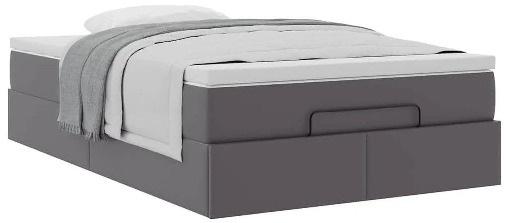 Ottomán ágykeret matraccal Szürke 120x190 cm műbőr 120x190 cm