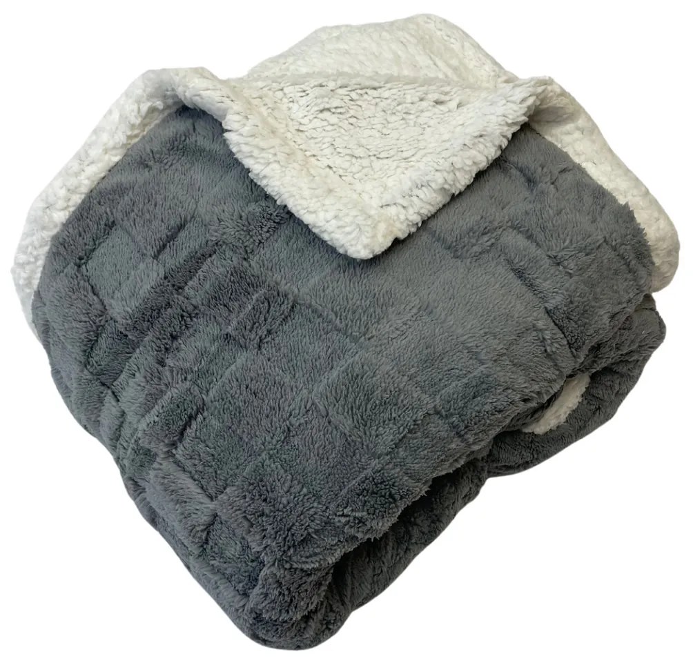 Sötétszürke mikroplüssből készült luxus báránytakaró 200x230cm TiaHome
