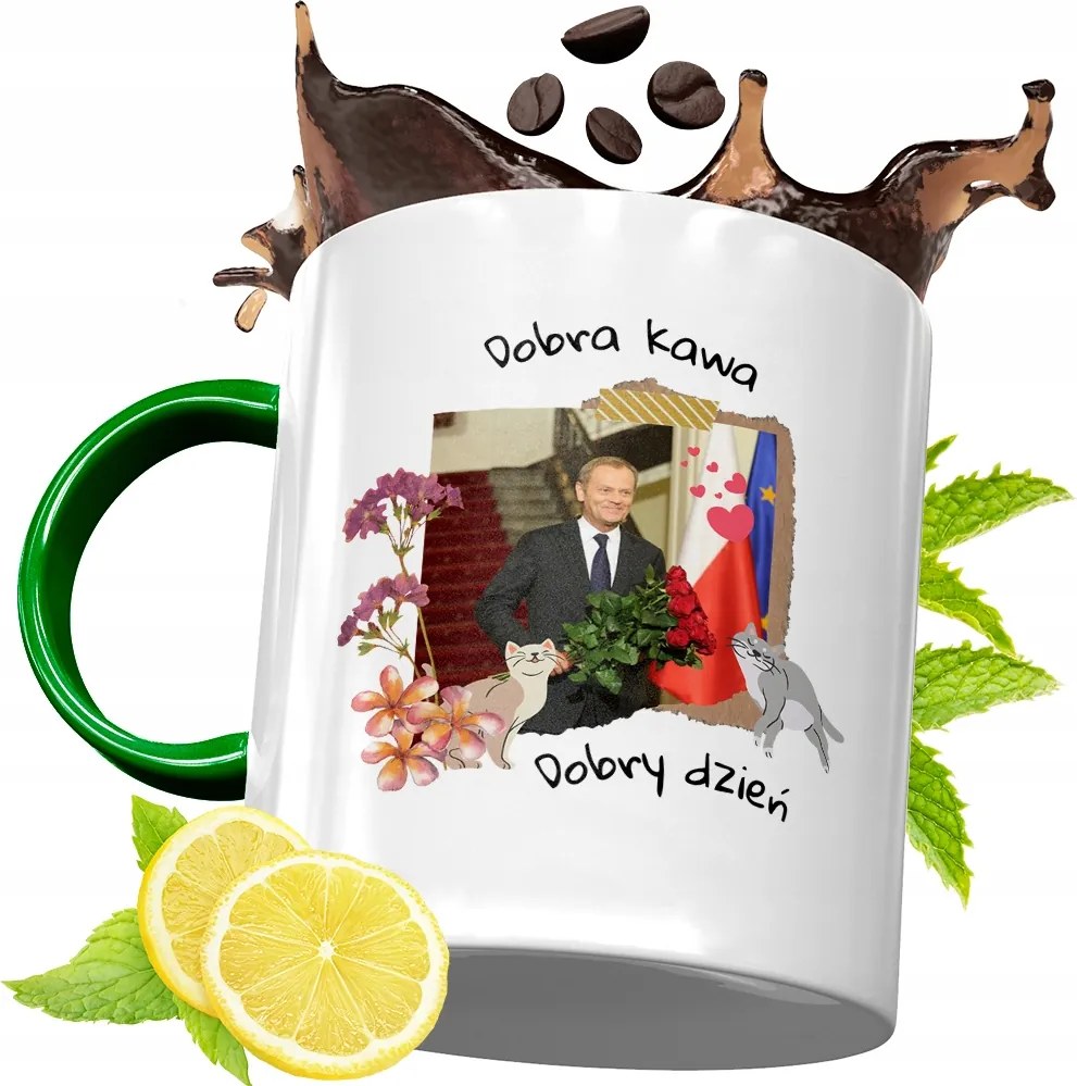 Donald Tusk Zöld Bögre Ajándék Nyomtatott Fotóval