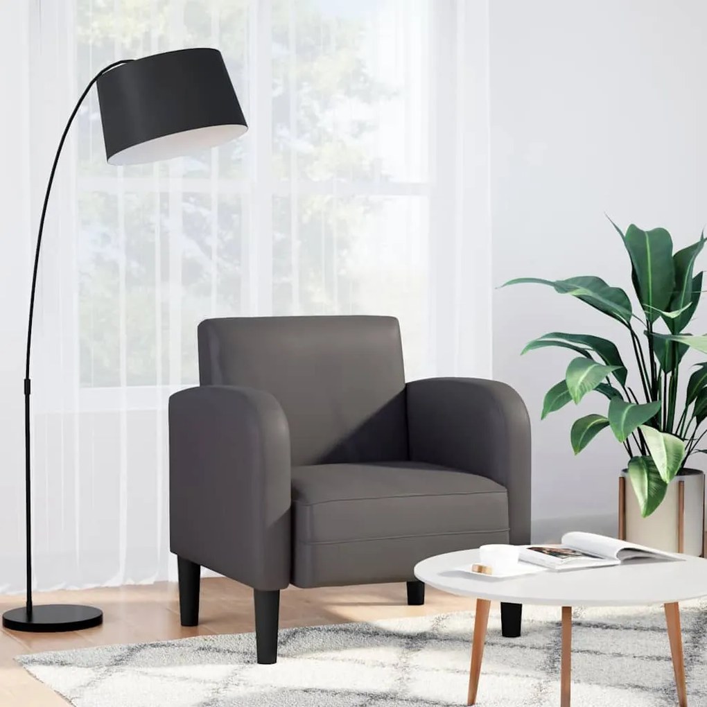 szürke műbőr kanapé szék karfával 54 cm