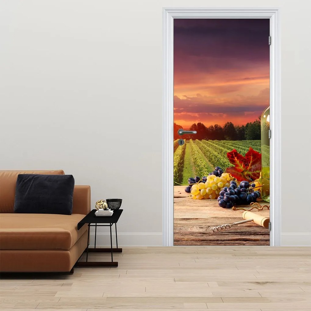 Fotótapéta ajtóra - Szőlőskert borral (95x205cm)