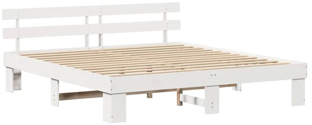 Ágykeret fejtámlával Fehér 200 x 200 cm