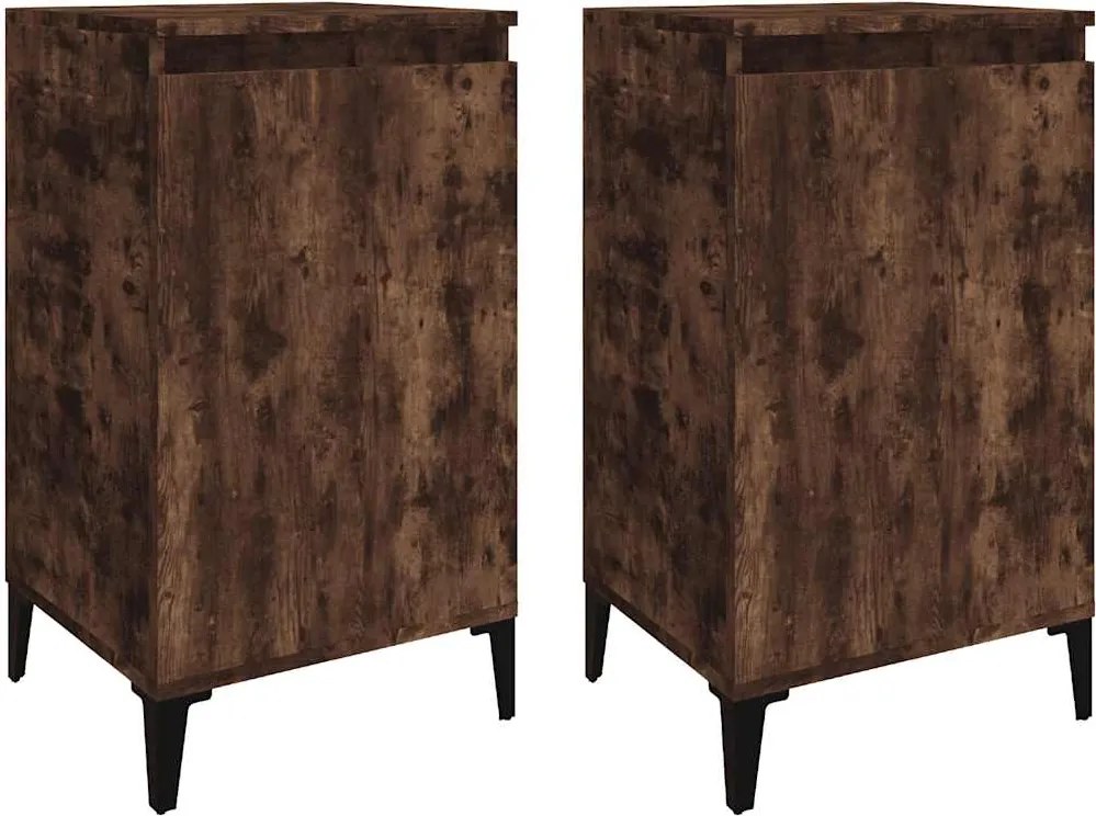 vidaXL 2 db füstös tölgy színű szerelt fa éjjeliszekrény 40x35x70 cm