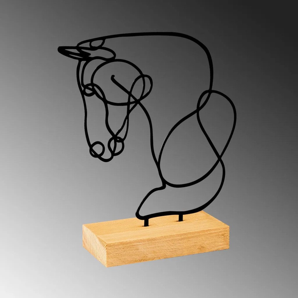 Equine fém dísztárgy, fekete, 26×8 cm