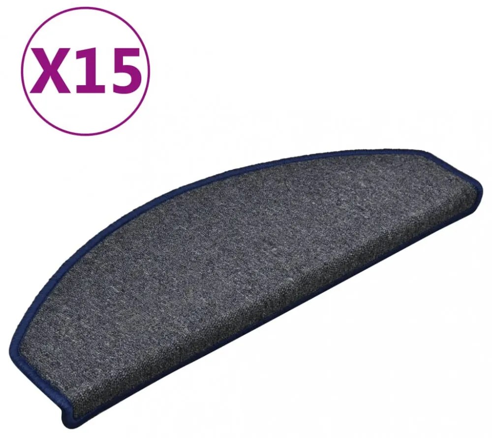 15 db sötétszürke és kék lépcsőszőnyeg 65 x 24 x 4 cm