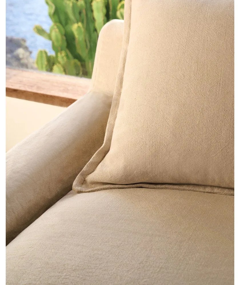 Bézs len kanapé 230 cm Zenira – Kave Home