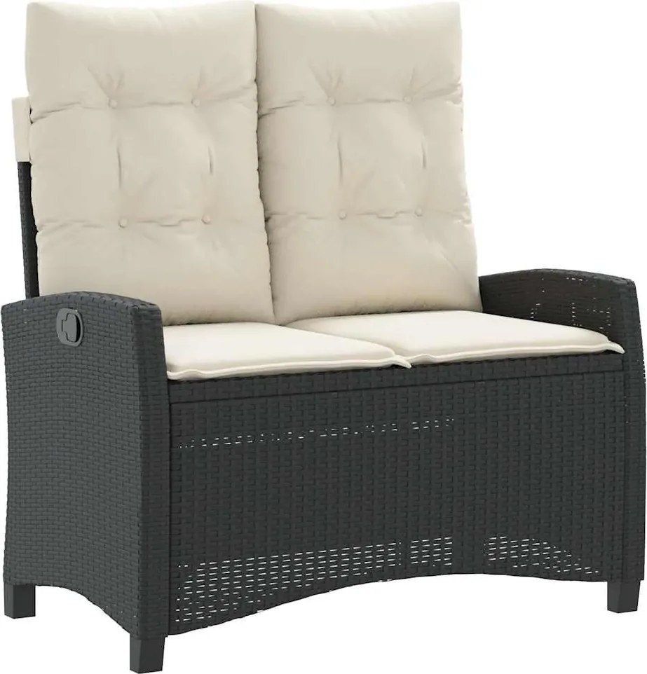 vidaXL fekete polyrattan dönthető kerti pad párnával