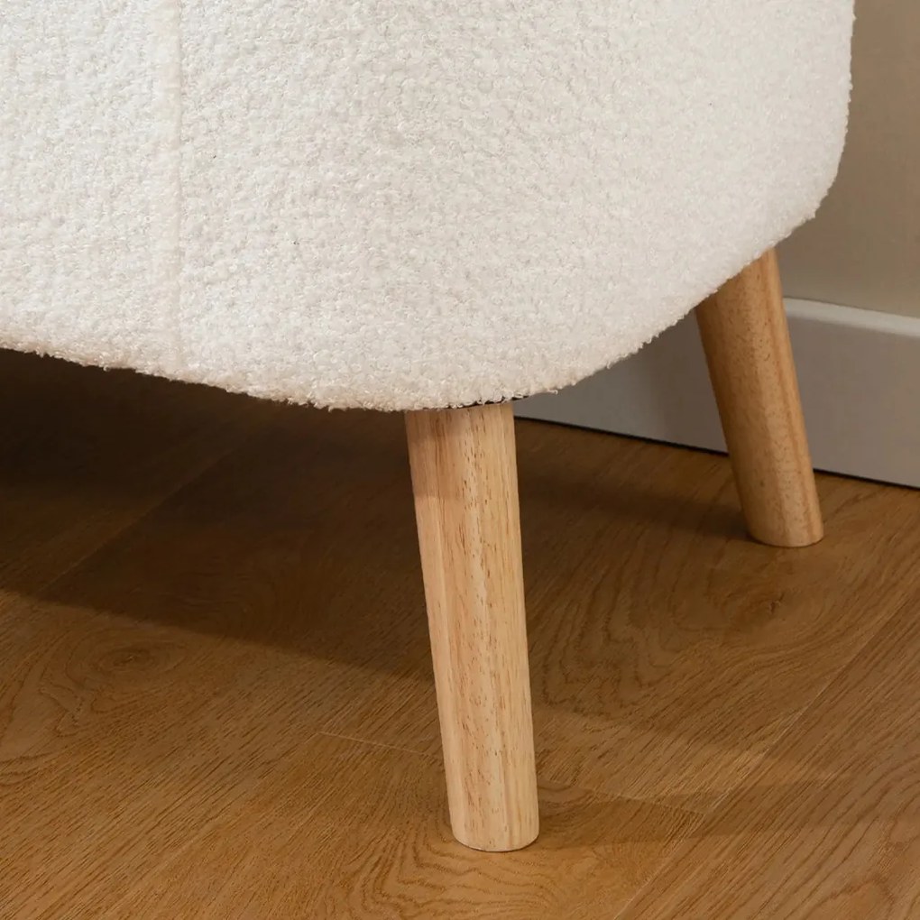 Tárolópad, pad 65 literes tárolóhellyel, kaucsukfa, 120 x 42 x 45 cm, krémfehér