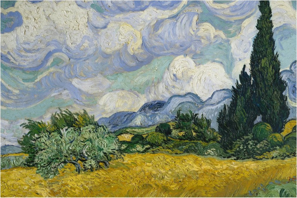 Kép - Vincent van Gogh, Wheat Field with Cypresses, reprodukciók (90x60 cm)