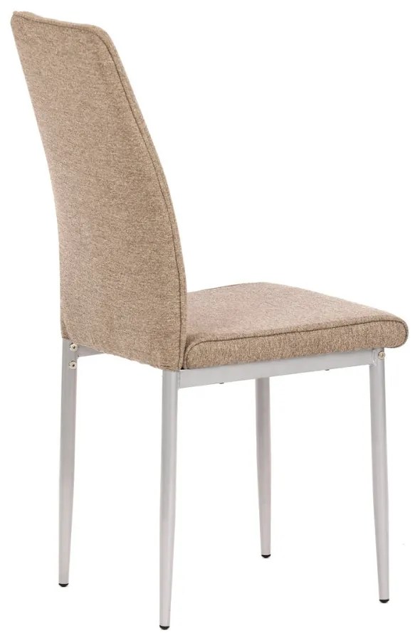 Scaun din material textil maro cu picioare din metal gri DCL-379