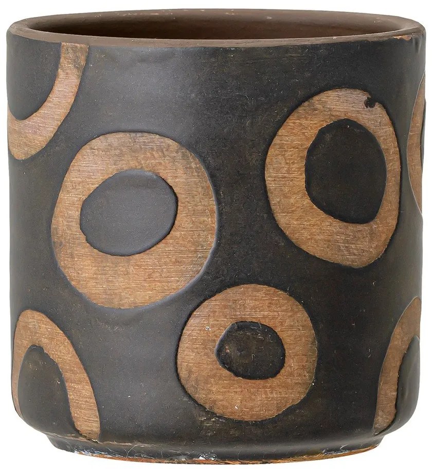 Avo fekete terrakotta virágcserép, magasság 12 cm - Bloomingville