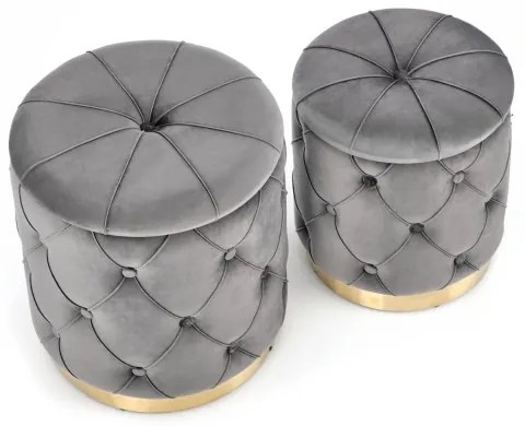 KÉSZLET 2x Taburet POLLY átm. 40/44 cm szürke/arany