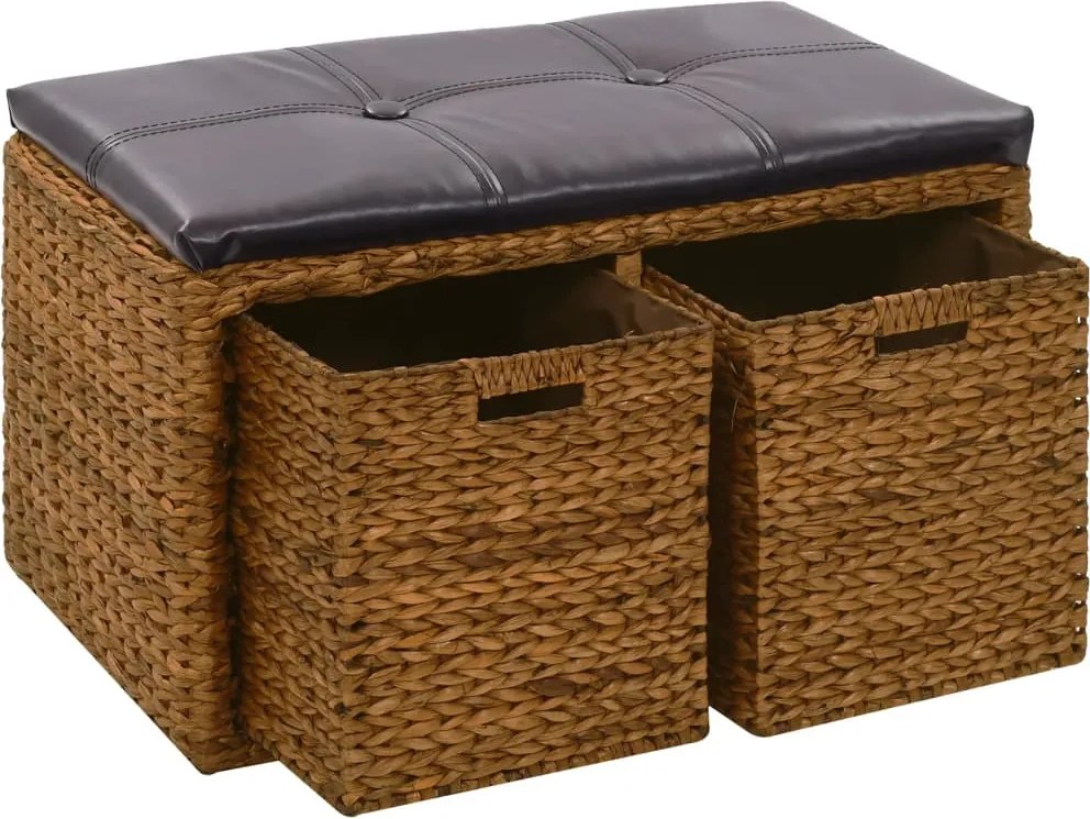 vidaXL barna tengerifű pad 2 kosárral 71 x 40 x 42 cm