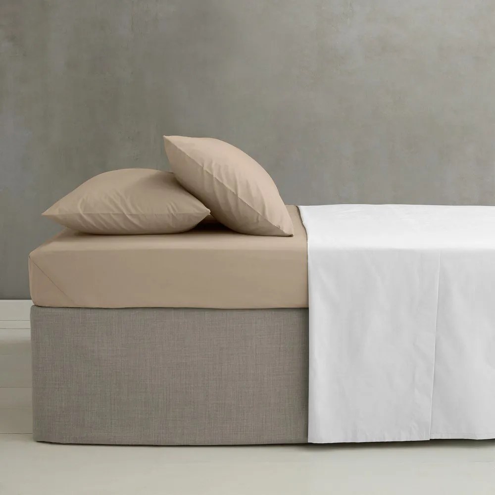 Világosbarna gumis perkál lepedő 150x200 cm Easy Iron Percale – Catherine Lansfield