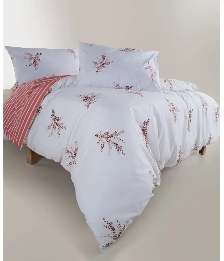 Fehér-rózsaszín kétszemélyes-hosszabbított renforcé pamut ágyneműhuzat 240x220 cm Breeze Floral – Mila Home Luxury