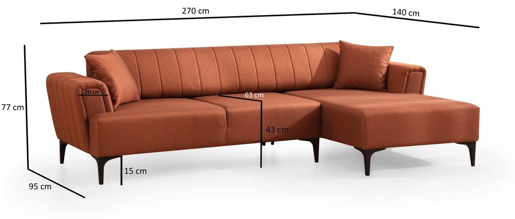Sarokkanapé Hamletta (J) (tégla + fekete). 1106849