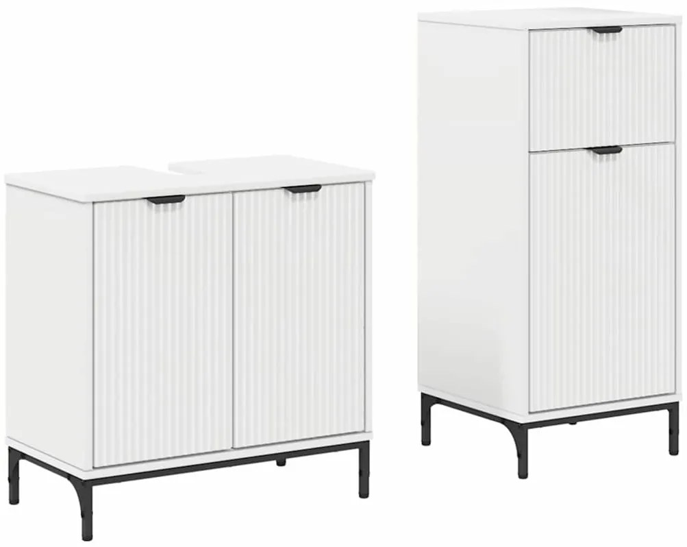Fürdőszoba bútor szett 2 pcs Fehér 39.5 x 36 x 88 cm Faanyag