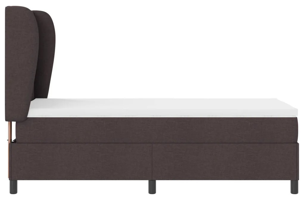 Boxspring Ágy Mattal Sötétbarna Színben, 90x200 cm, Anyag