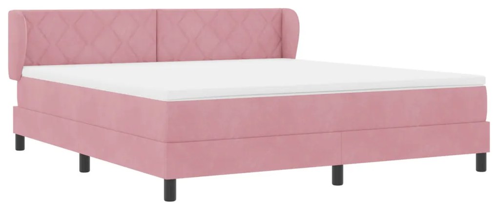 Boxspring Ágy Matrac Áttetsző Rózsaszín 180x200 cm Bársonyos