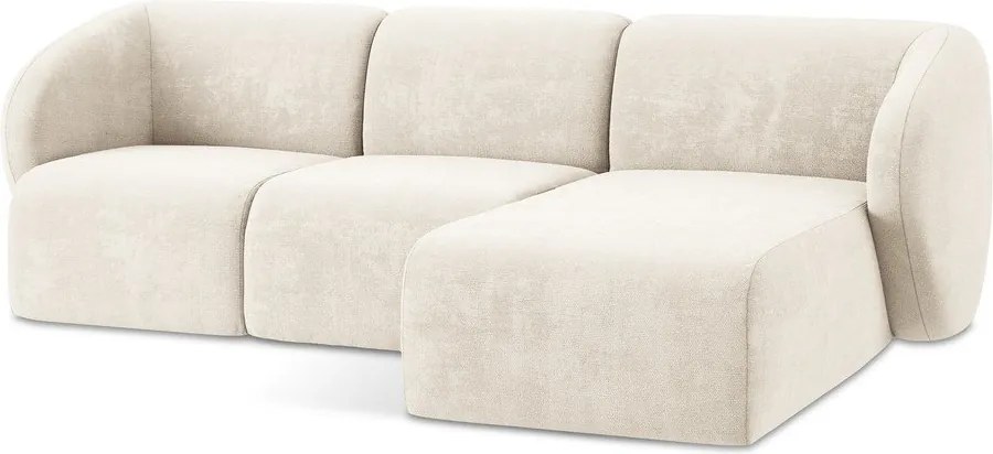 Bézs zsenília sarokkanapé (jobb oldali-heverő résszel) Lani – Makamii