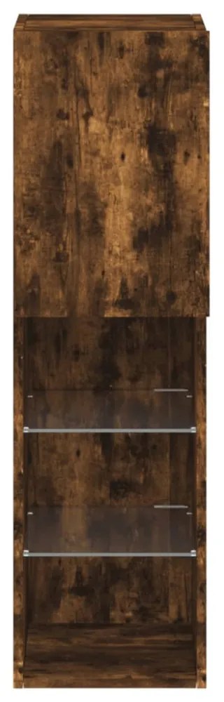 2 db füstös tölgy színű TV-szekrény LED-ekkel 30,5x30x102 cm