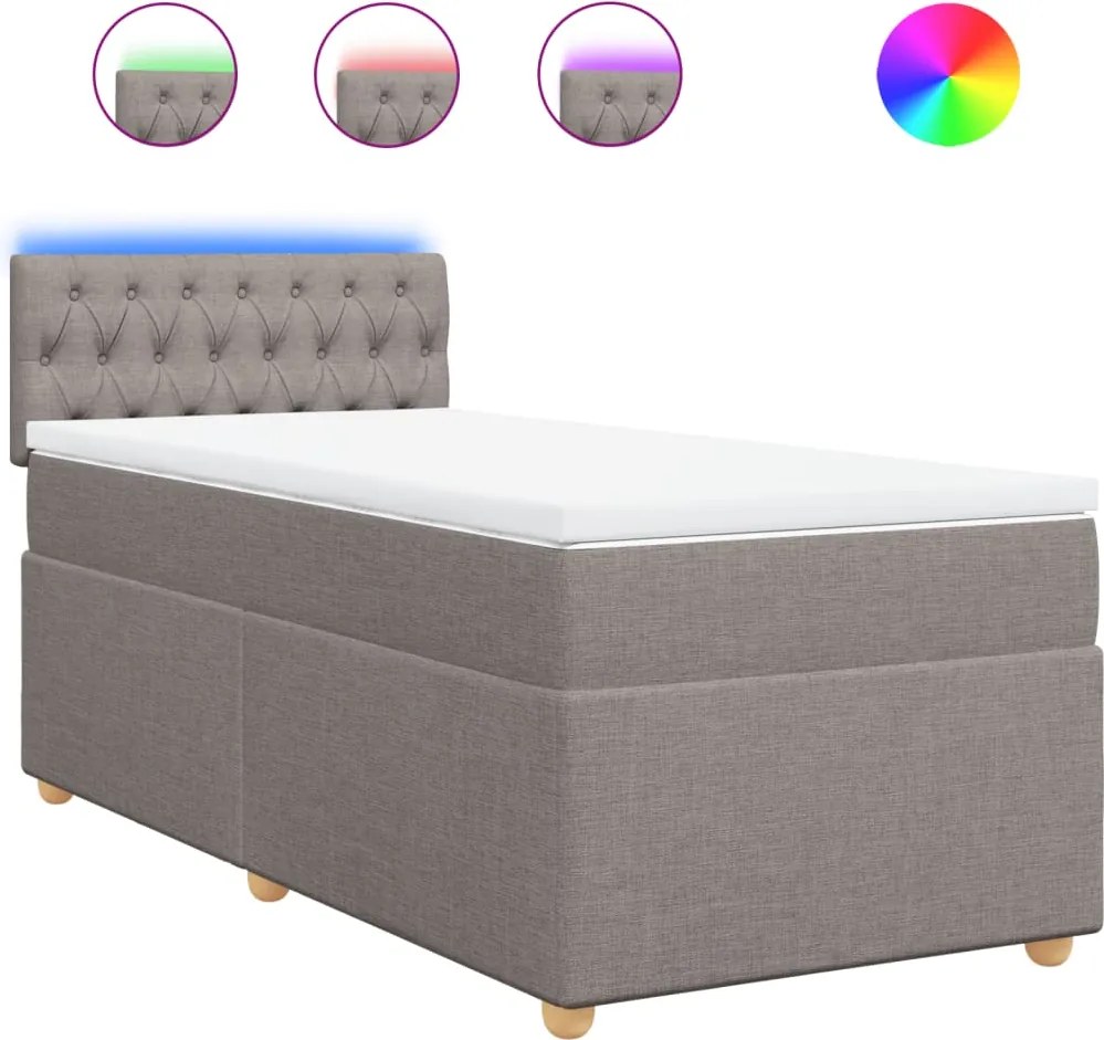 vidaXL tópszínű szövet rugós ágy matraccal 100 x 200 cm