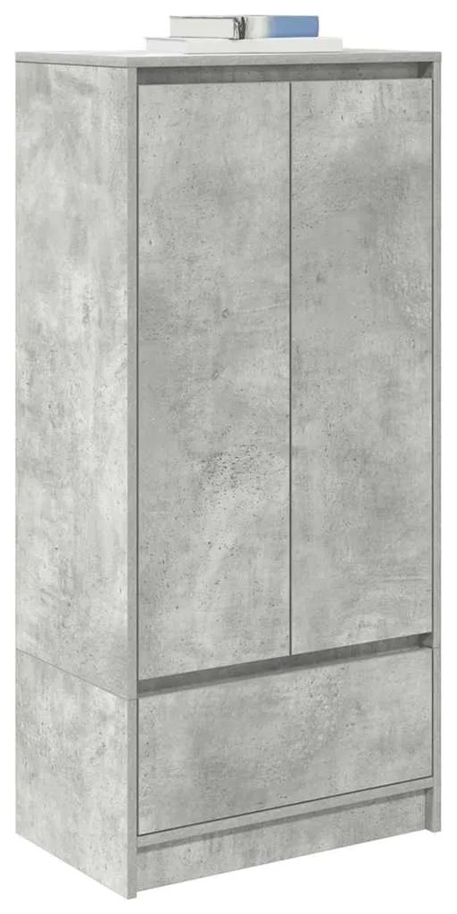 betonszürke szerelt fa szekrény fiókkal 55,5x34x119,5 cm