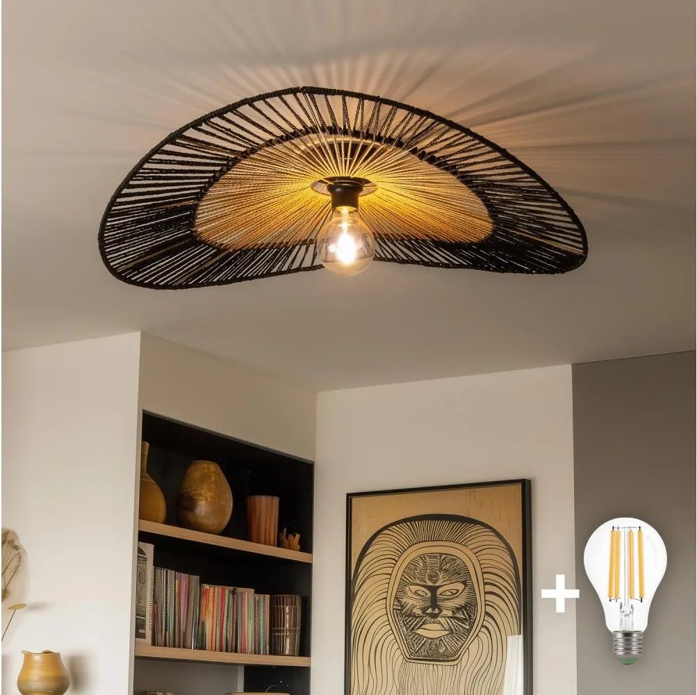 Brilagi - LED felületre szerelhető csillár CERIA BOHO 1xE27/40W/230V átm. 80cm fekete/barna/tölgy