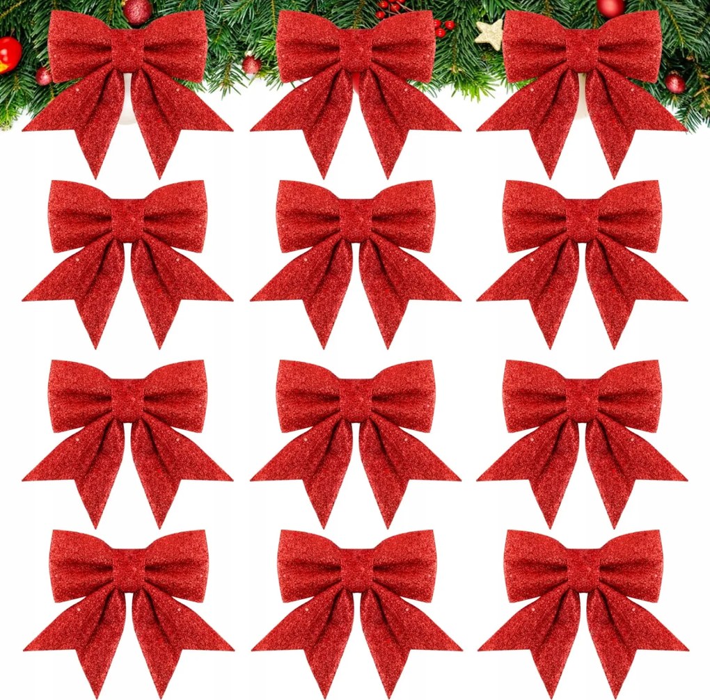 Colofalla 12 db karácsonyi masni 12 x 15 cm piros
