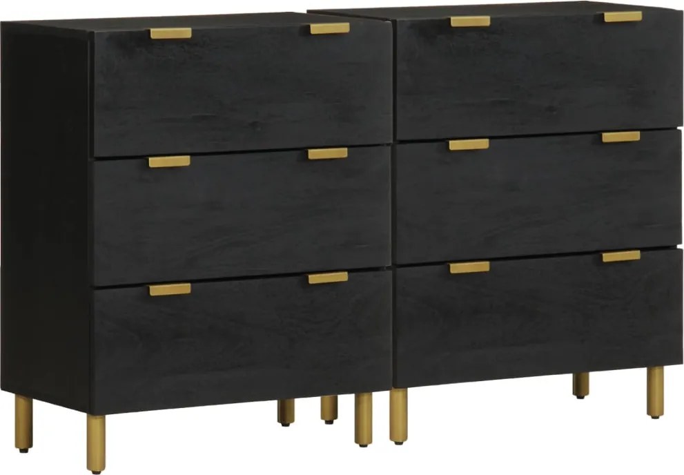 vidaXL 2db fekete szerelt fa tálalóasztal 60 x 33 x 75 cm