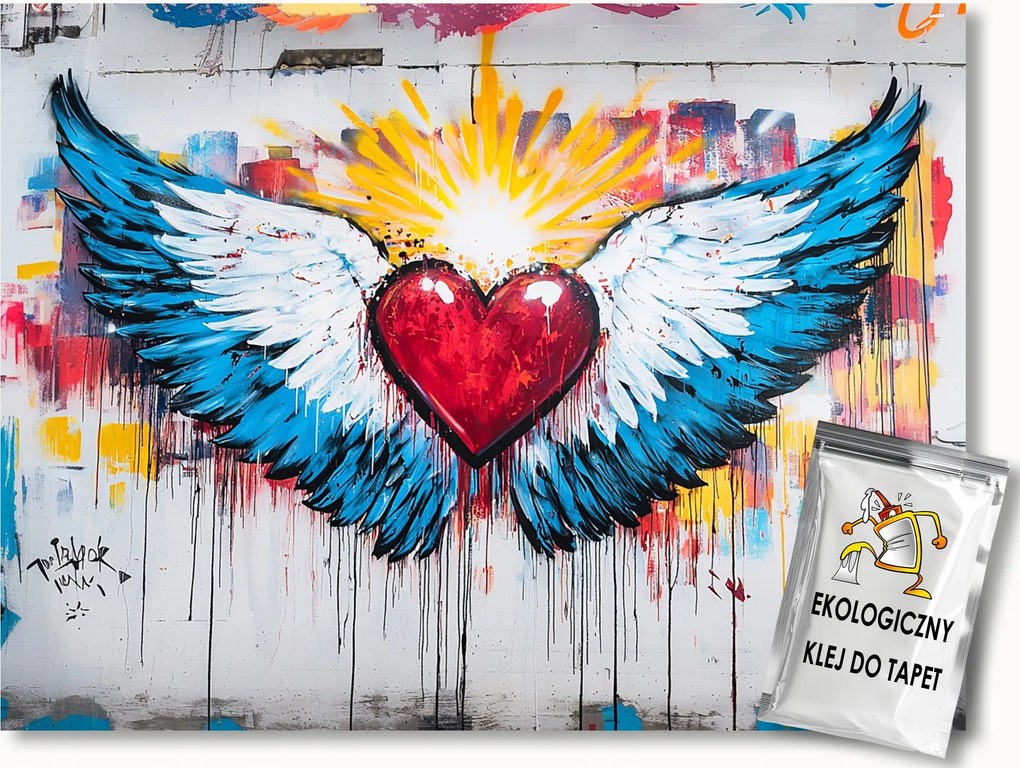 Fotótapéta Flizelina Graffiti Streetart Urban Szív Szárnyak 300x210 ragasztó