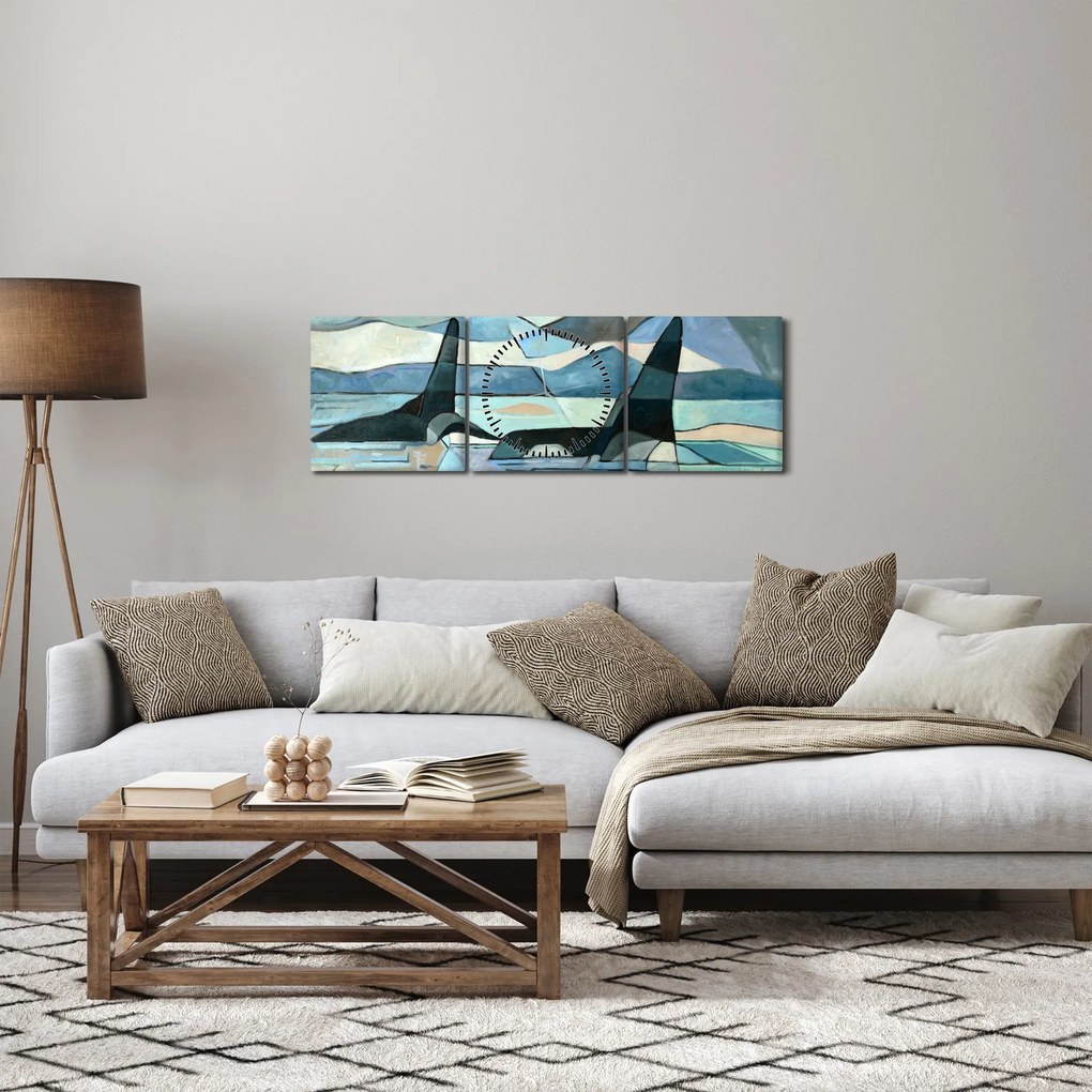 Kép - Orcas (órával) (90x30 cm)