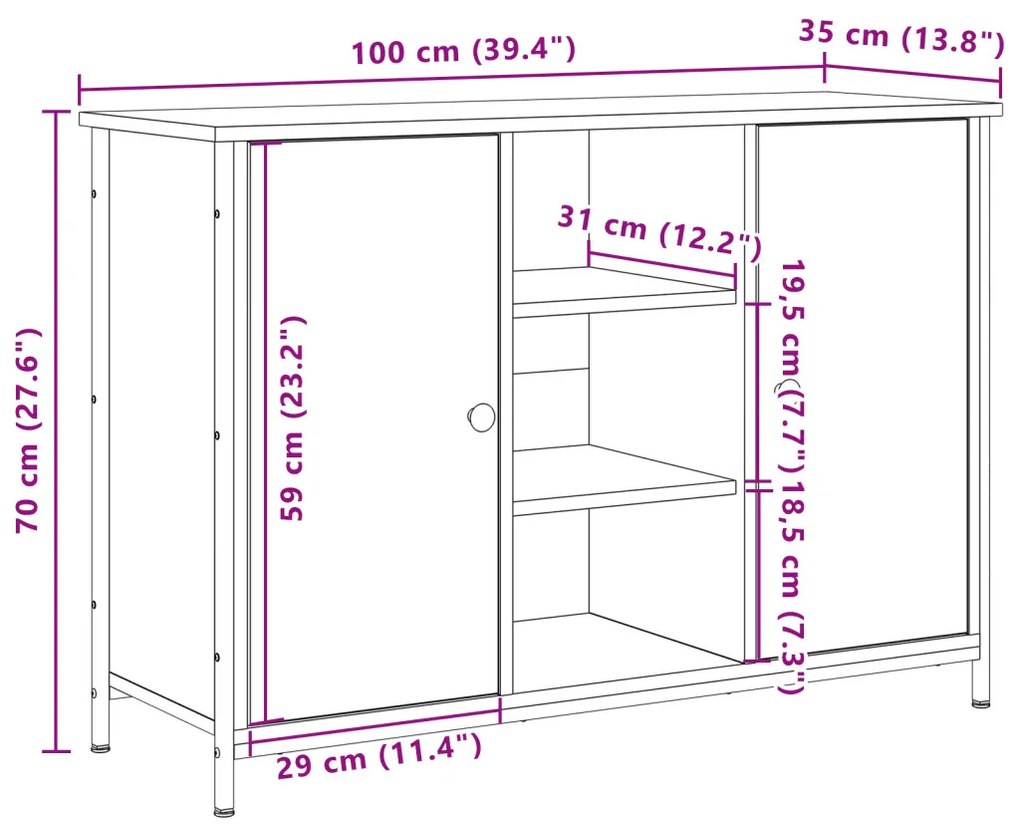 Széf kézműves tölgy 100 x 35 x 70 cm Faanyag