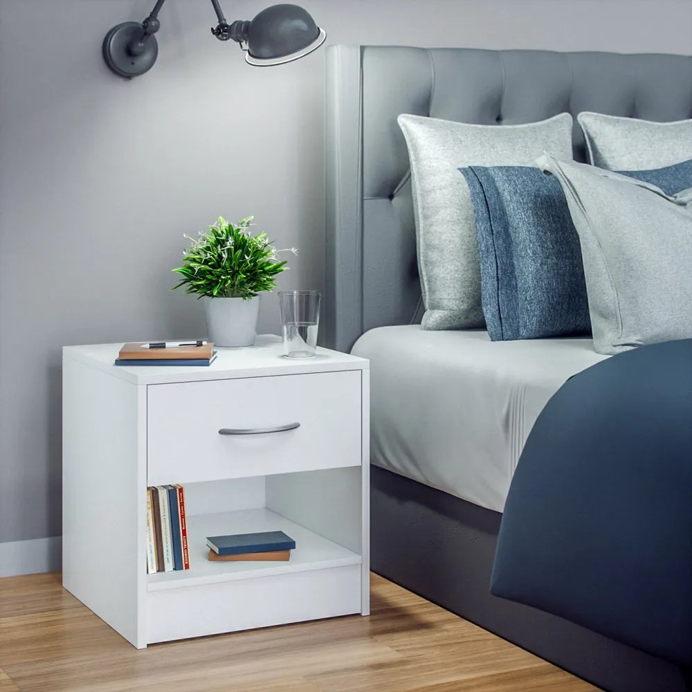 Casaria® Kiel éjjeliszekrény 41x39x28 cm - fehér