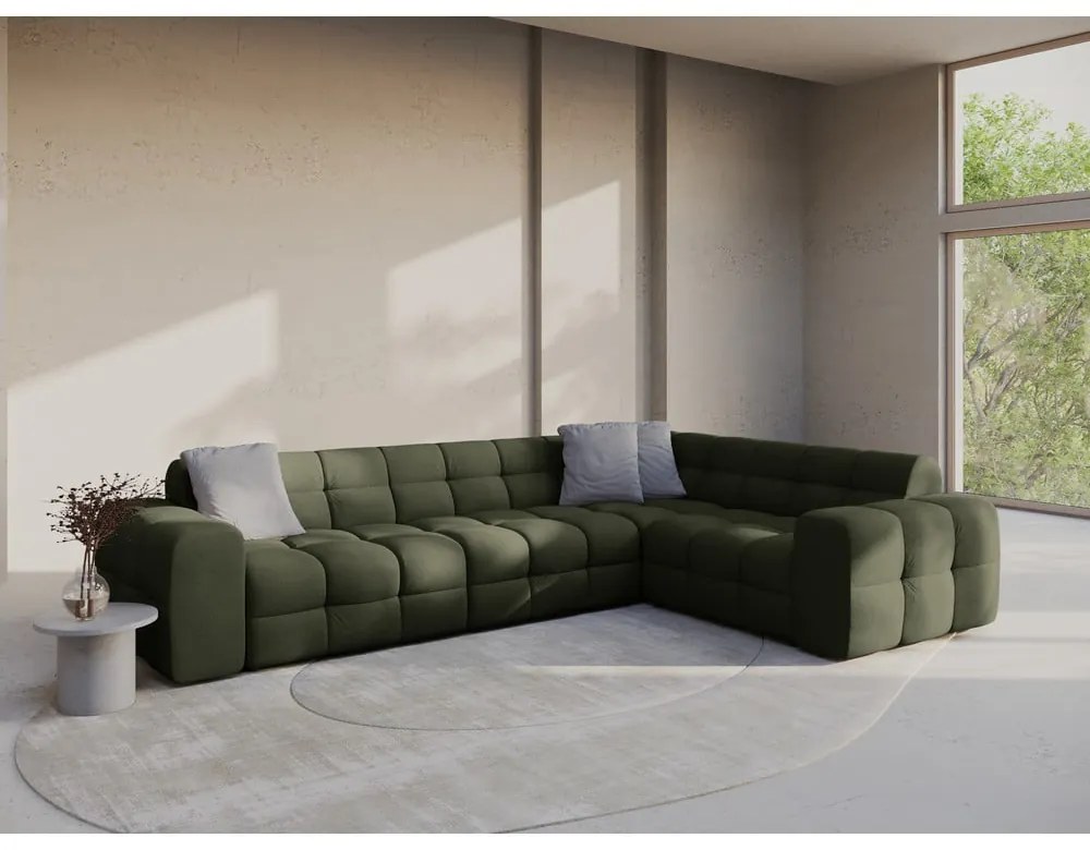 Zöld sarokkanapé (jobb oldali-L alakú) Kendal – Micadoni