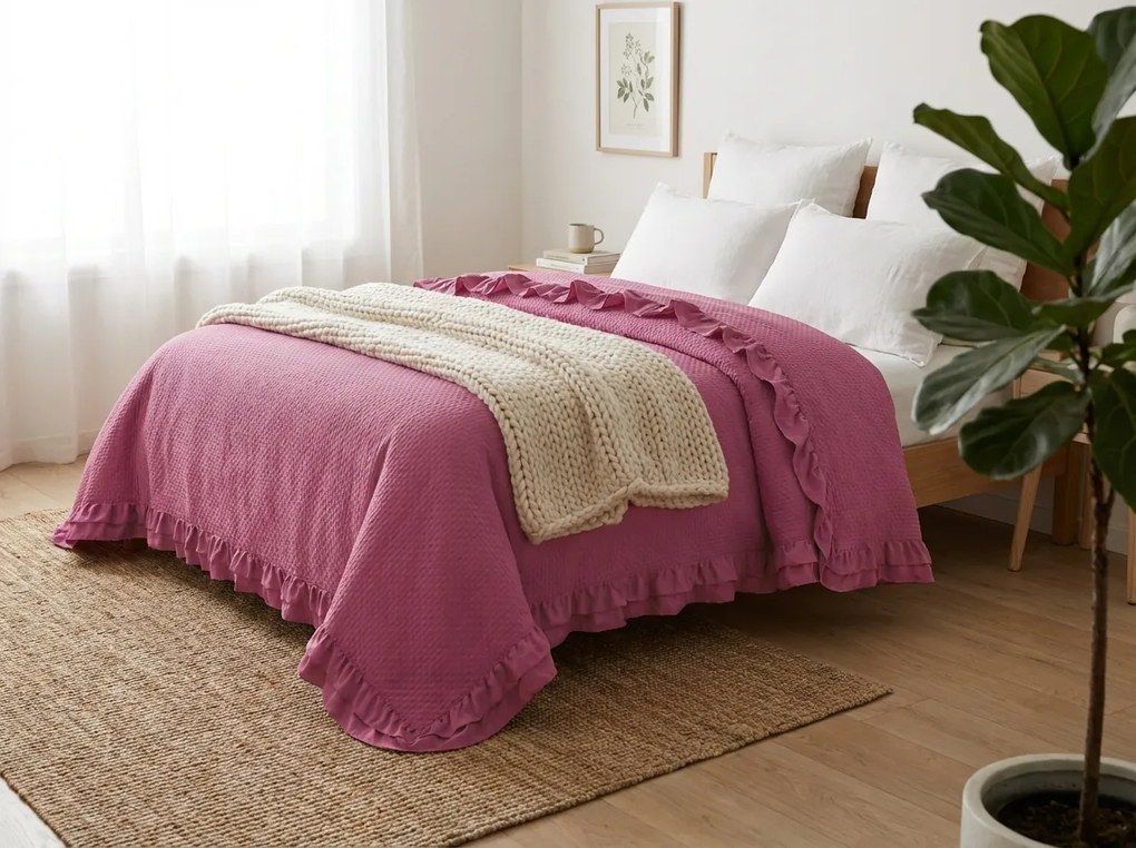 Ágytakaró MONTEGO, sötét rózsaszín Méret: 200 x 220 cm