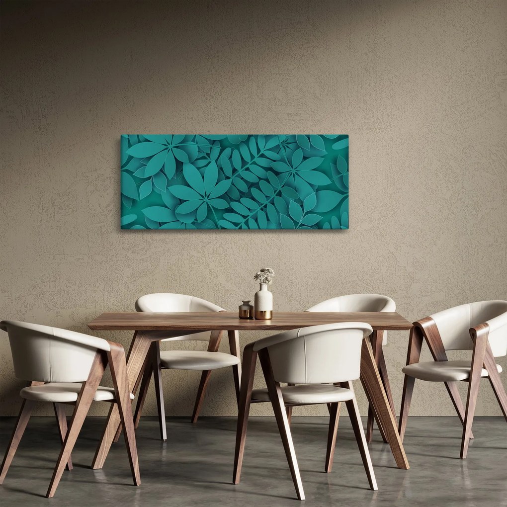 Kép - Türkiz levelek (120x50 cm)