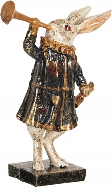 Nyuszi dekoráció trombitával 8x4x12 cm