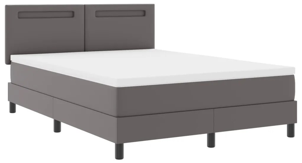 Boxspring ágy matraccal Szürke 140x190 cm Műbőr