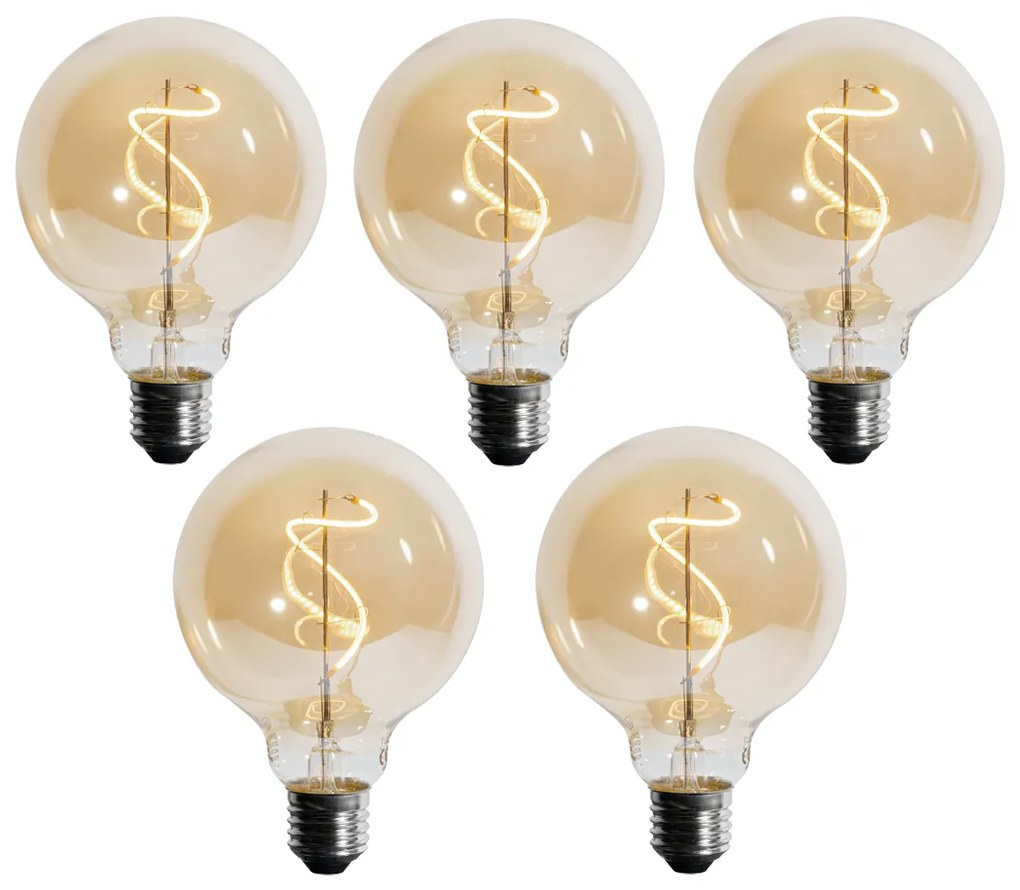 5 db E27 Dimmelhető LED spirál izzószál G95 4W 270lm 2700K