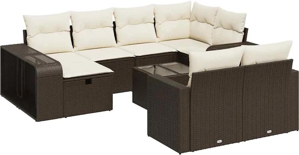 vidaXL 11 részes barna polyrattan kerti ülőgarnitúra párnákkal