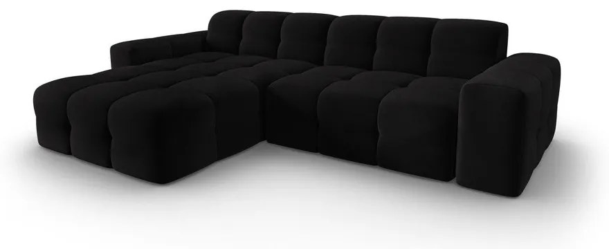 Fekete bársony sarokkanapé (bal oldali) Kendal – Micadoni Home