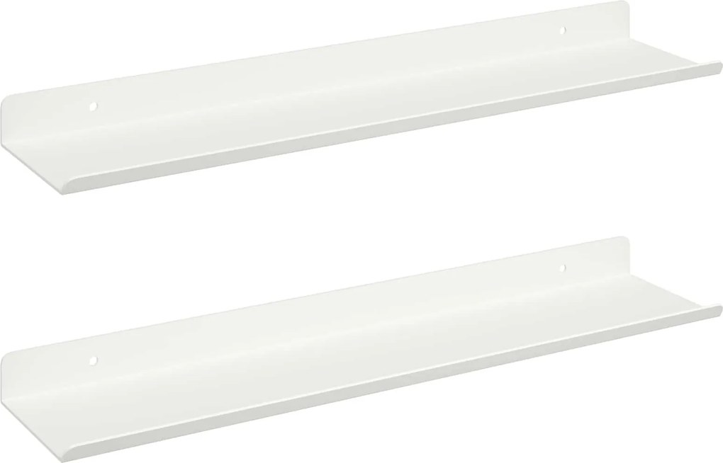 vidaXL Lebegő polc Falra szerelhető 2 pcs Fehér 40 x 9 x 2,5 cm Acél
