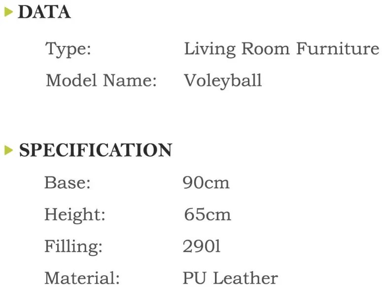 Babzsák röplabda labda eco-bőr 290l TiaHome - Lime