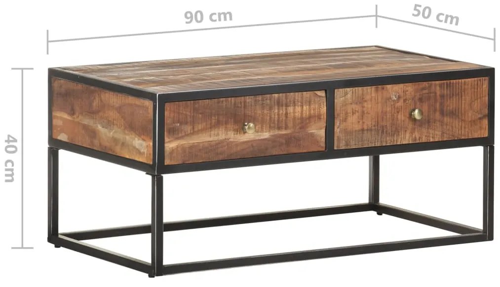 nyers akácfa dohányzóasztal 90 x 50 x 40 cm