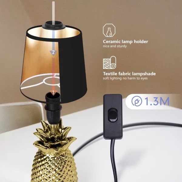 Aigostar - Asztali lámpa 1xE14/40W/230V arany/fekete