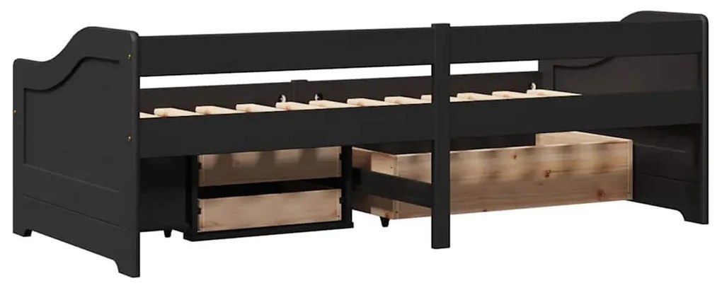 Napozóágy 3 fiókkal matrac nélkül IRUN Fekete 90x200 cm