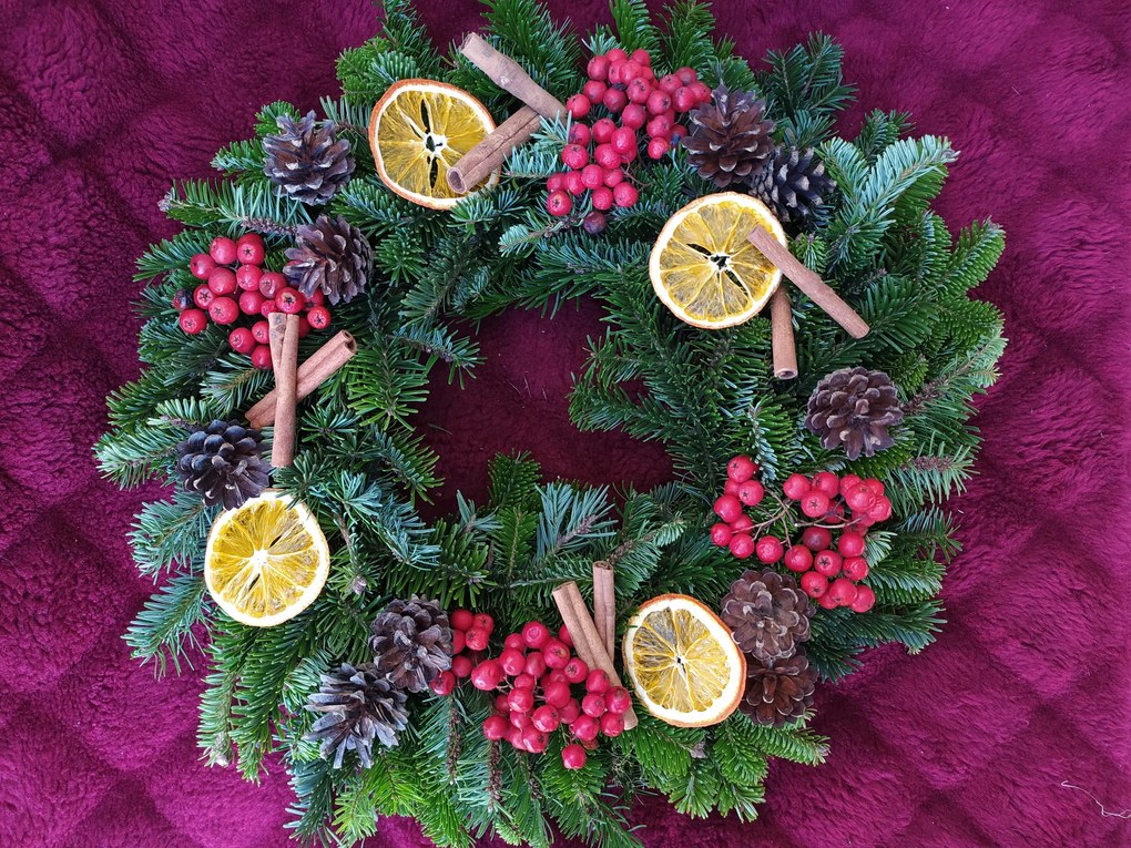 Karácsonyi koszorú, karácsony, asztalra/ajtóra