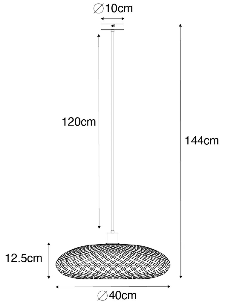 Keleti függőlámpa fekete bambuszból 40 cm - Ostrava